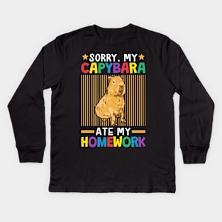 Sorry, My Capybara Ate My Homework Kids Long Sleeve T-Shirt